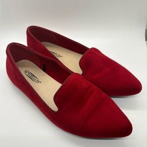 Seychelles red faux suede flats size 6.5W comfy N50287AWY/RUBY